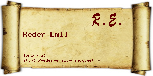Reder Emil névjegykártya